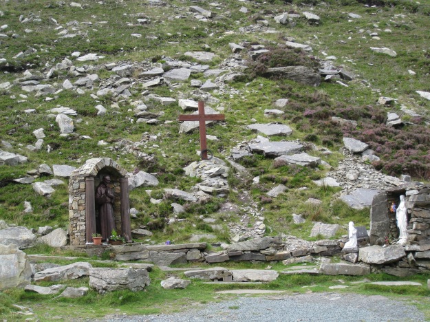 A better view of the shrine, with the loose stone that was used to block the pass on display.