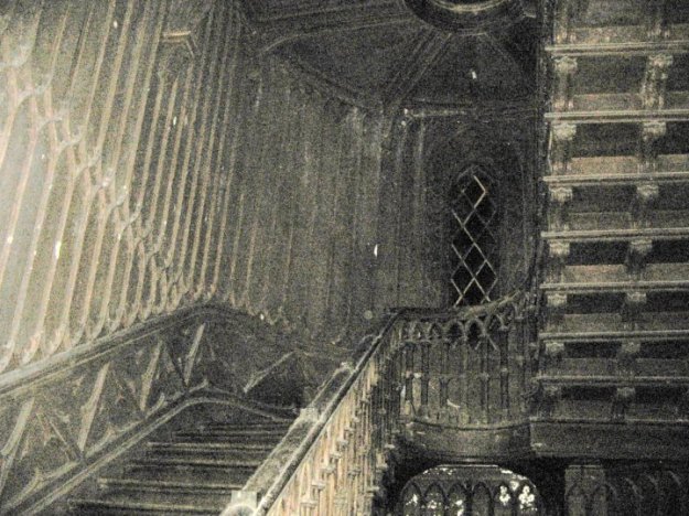 The stairway in the castle that is alleged to be the haunt of Harriet Bury.