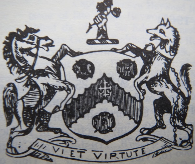 The coat of arms taken by the Annaly family. "Vi et Virtute" means "By Courage and Force".