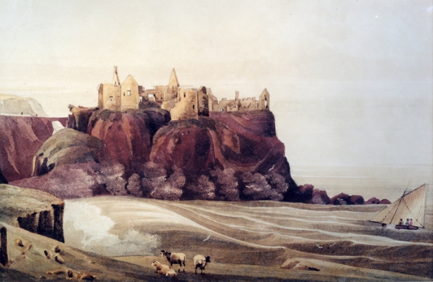 Painting of Dunluce by Andrew Nicholl, Irish Victorian landscape painter.